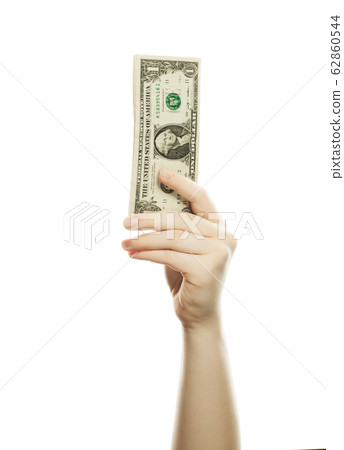 American dollars cash money in male hand isolated 62860544