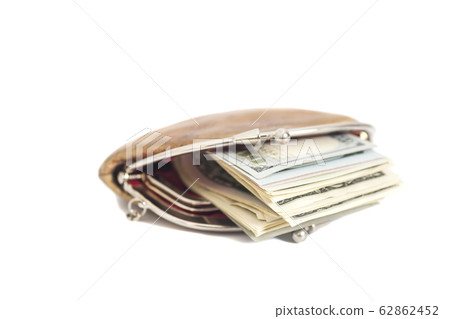 Purse with Dollar Bills isolated on white Purse with Dollar Bills isolated on white 62862452
