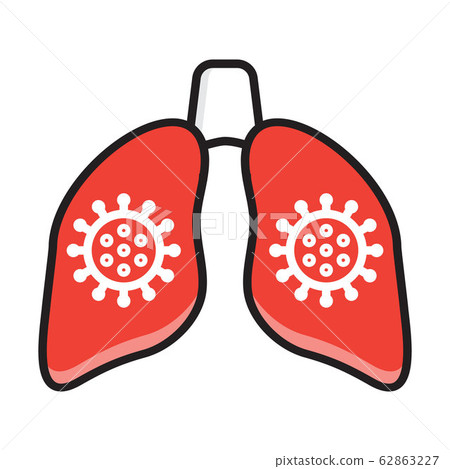 Infected lung icon vector. Pneumonia affects the 62863227