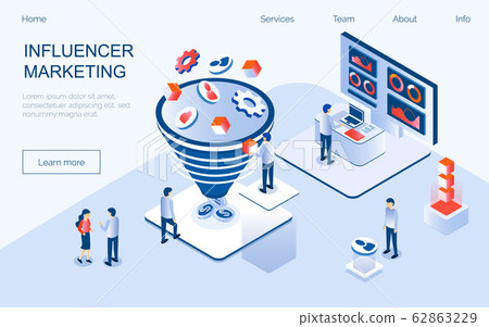 Influencer marketing isometric concept vector 62863229