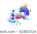 Man remote communication online video chat training distance learning internet Webcam conference interview presentation freelancer sits at computer 62863524