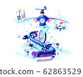 inner balance in hand harmony between family household and work job time managementman circus performer riding unicycle rope 62863529