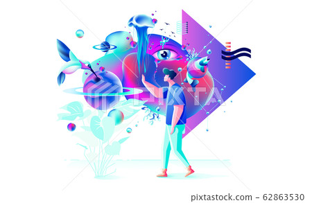 Abstract Xtreme colorful illustration VR technology man gamer cyberpower virtual reality 62863530