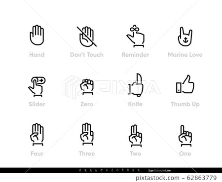 Hand, Fingers, Reminder, Palm, Thumb Up Editable Line editable icons Hand, Fingers, Reminder, Palm, Thumb Up Editable Line editable icons 62863779