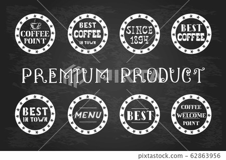 Set of vintage coffee labels, hand drawn, 62863956