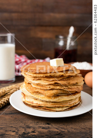 Russian Blini With Butter, Jam Russian Blini With Butter, Jam 62864483
