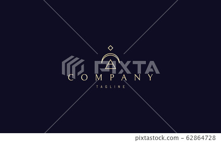 Vector golden logo on which an abstract image of alchemical symbols. 62864728