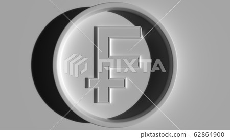 Swiss franc symbol in ring, eclipse lighting. Economic report or forex related 3D rendering 62864900