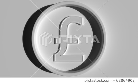 Pound sterling symbol in ring, eclipse lighting. Economic report or forex related 3D rendering 62864902