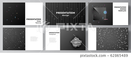 Vector layout of the presentation slides design business templates, multipurpose template for presentation brochure, brochure cover. Tech science future background, space design astronomy concept. 62865489
