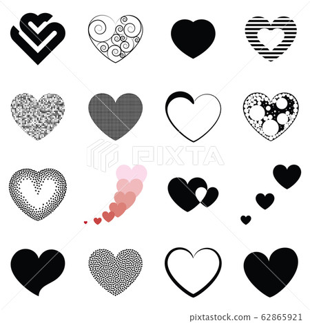 Black and white vector heart icon isolated on-插圖素材 [62865921] - PIXTA圖庫