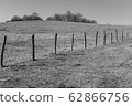 Fence in the field from tree trunks 62866756