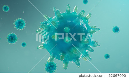 Coronavirus outbreak. Pathogen affecting the respiratory tract. COVID-19 infection. Concept of a pandemic, viral infection. Coronavirus inside a human. Viral infection, 3D illustration 62867090