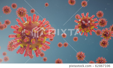 Coronavirus outbreak. Pathogen affecting the respiratory tract. COVID-19 infection. Concept of a pandemic, viral infection. Coronavirus inside a human. Viral infection, 3D illustration Coronavirus outbreak. Pathogen affecting the respiratory tract. COVID-19 infection. Concept of a pandemic, viral infection. Coronavirus inside a human. Viral infection, 3D illustration 62867106