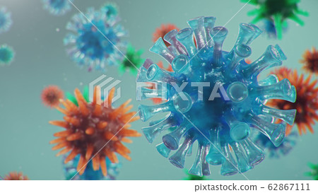 Coronavirus outbreak. Pathogen affecting the respiratory tract. COVID-19 infection. Concept of a pandemic, viral infection. Coronavirus inside a human. Viral infection, 3D illustration Coronavirus outbreak. Pathogen affecting the respiratory tract. COVID-19 infection. Concept of a pandemic, viral infection. Coronavirus inside a human. Viral infection, 3D illustration 62867111