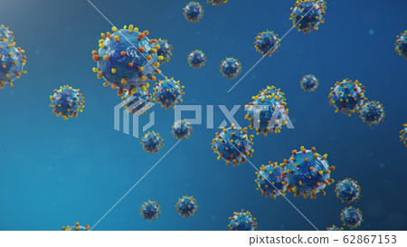 Chinese pathogen called Coronavirus or Covid-19, as a type of flu. Outbreak of coronavirus, which leads to death. Concept of a pandemic that infects the lungs, i.e. atypical pneumonia, 3D illustration Chinese pathogen called Coronavirus or Covid-19, as a type of flu. Outbreak of coronavirus, which leads to death. Concept of a pandemic that infects the lungs, i.e. atypical pneumonia, 3D illustration 62867153