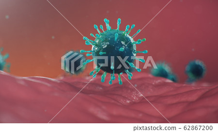 Coronavirus outbreak. Pathogen affecting the respiratory tract. COVID-19 infection. Concept of a pandemic, viral infection. Coronavirus inside a human. Viral infection, 3D illustration Coronavirus outbreak. Pathogen affecting the respiratory tract. COVID-19 infection. Concept of a pandemic, viral infection. Coronavirus inside a human. Viral infection, 3D illustration 62867200