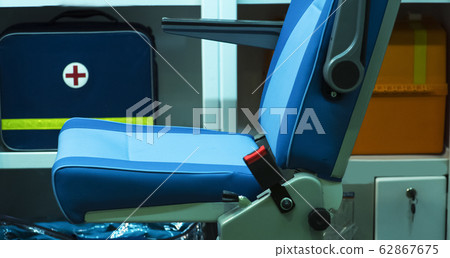 Equipment for ambulances. View from inside. Photo Equipment for ambulances. View from inside. Photo 62867675