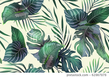Seamless pattern with exotic leaves Seamless pattern with exotic leaves 62867878