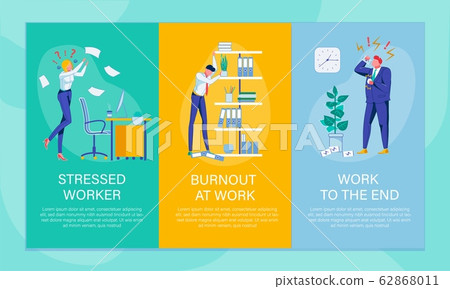Three Banners Set with Stressed Office Workers 62868011