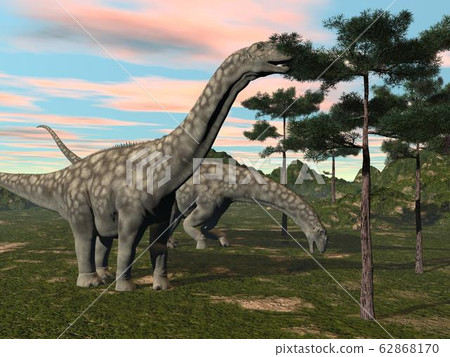 Argentinosaurus dinosaur eating tree - 3D render 62868170