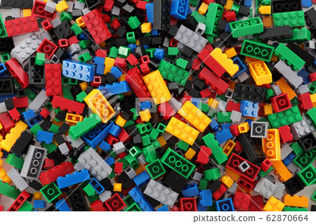 Pile of child's building blocks in multiple colors Pile of child's building blocks in multiple colors 62870664