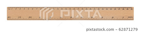 30 cm / 12 inch wood ruler isolated on a white background 62871279