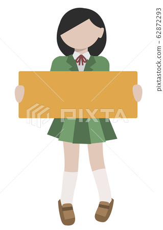 一名女學生爭辯標語牌的插圖 一名女學生爭辯標語牌的插圖 62872293