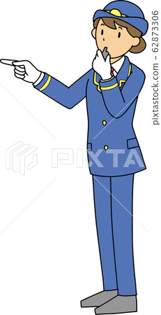 Female station worker signaling Female station worker signaling 62873306