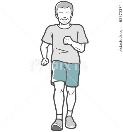 Middle-aged man walking in training wear Middle-aged man walking in training wear 62873374