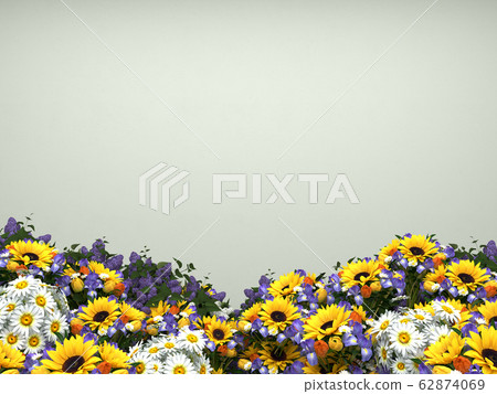 Illustration with spring flowers 3drenderring Illustration with spring flowers 3drenderring 62874069