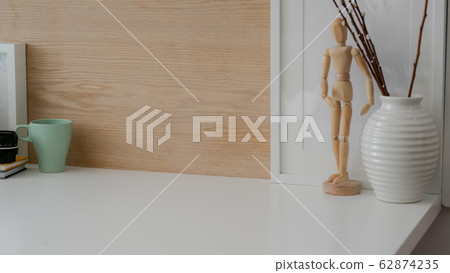 Cropped shot of  workspace with mock-up frame, 62874235