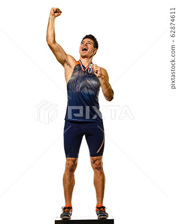 young man athletics athetle gold medalist isolated white background 62874611