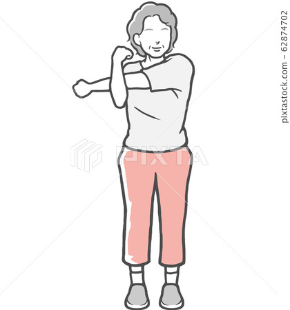 手臂伸展中年婦女伸展到外面 62874702