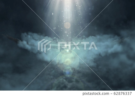 Bald eagle flying over the clouds 3d illustration 62876337