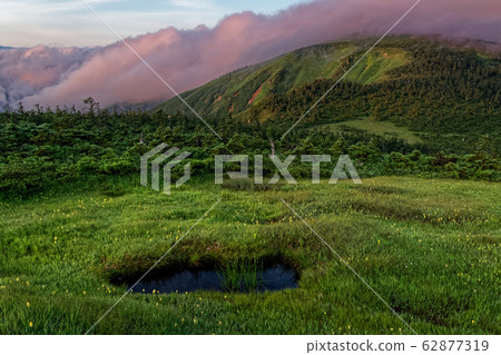 從姬乃池附近看到的晨霞雲和平嶽山 62877319