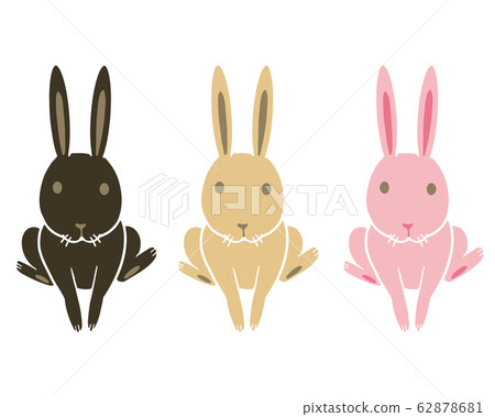 Rabbit illustration 3 colors - Stock Illustration [62878681] - PIXTA