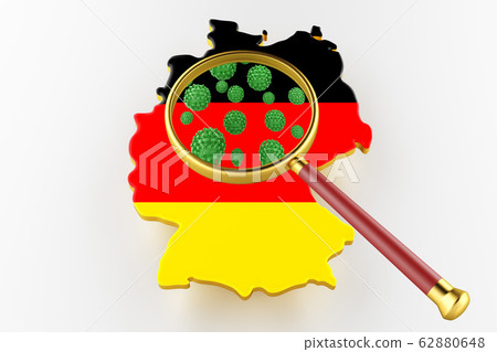 Contagious HIV AIDS, Flur or Coronavirus with Germany map. 3D rendering 62880648
