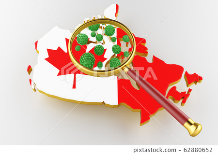 Contagious HIV AIDS, Flur or Coronavirus with Canada map. 3D rendering 62880652