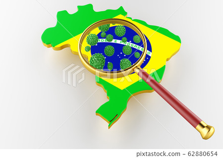 Contagious HIV AIDS, Flur or Coronavirus with Brazil map. 3D rendering Contagious HIV AIDS, Flur or Coronavirus with Brazil map. 3D rendering 62880654