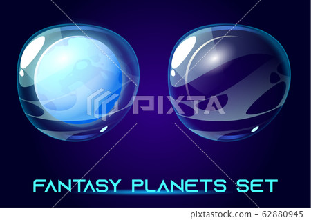 Fantasy space planets set for ui galaxy game. - Stock Illustration ...