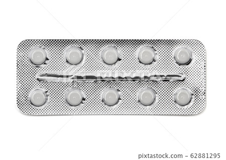 Pills in white blister pack isolated on white 62881295