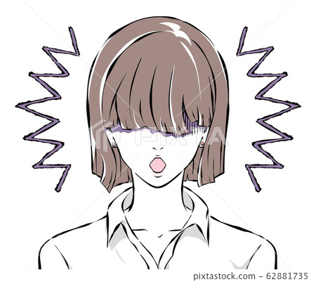 一個用劉海遮住眼睛的女人的震驚 一個用劉海遮住眼睛的女人的震驚 62881735