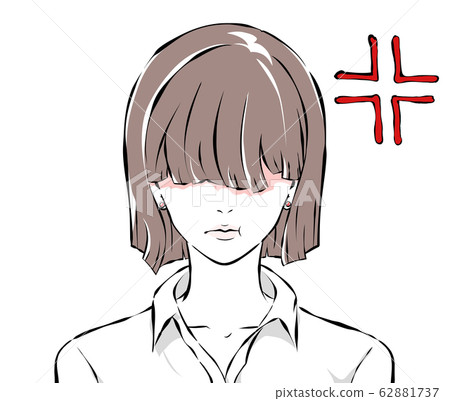 一個用劉海遮住眼睛的女人的憤怒 62881737