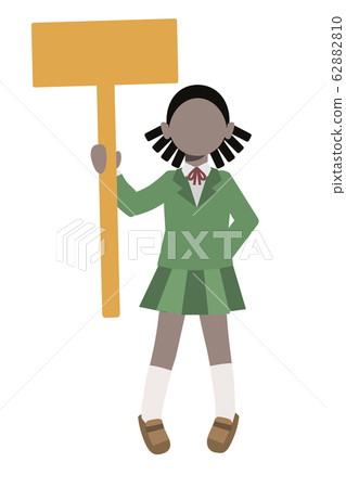 一名女學生爭辯標語牌的插圖 62882810