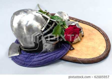Knight's metal helmet isolated on white Knight's metal helmet isolated on white 62885057