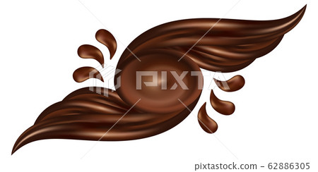 Chocolate swirl isolated, abstract shape with creamy splash and waves. Vector illustration Chocolate swirl isolated, abstract shape with creamy splash and waves. Vector illustration 62886305