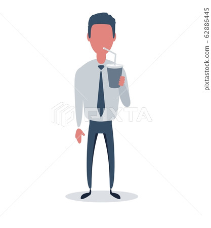 Businessman or clerk. Male character in trendy simple style with objects, flat vector illustration. 62886445