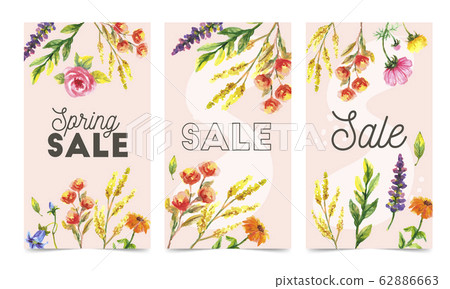 Set of spring flowers vector template for 62886663
