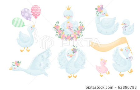 Cartoon Goose Character with Golden Crown... - Stock Illustration  [62886788] - PIXTA